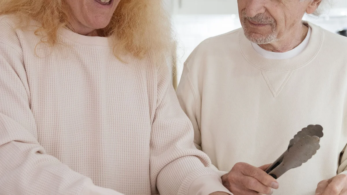 Older couple preparing a protein-conscious meal together